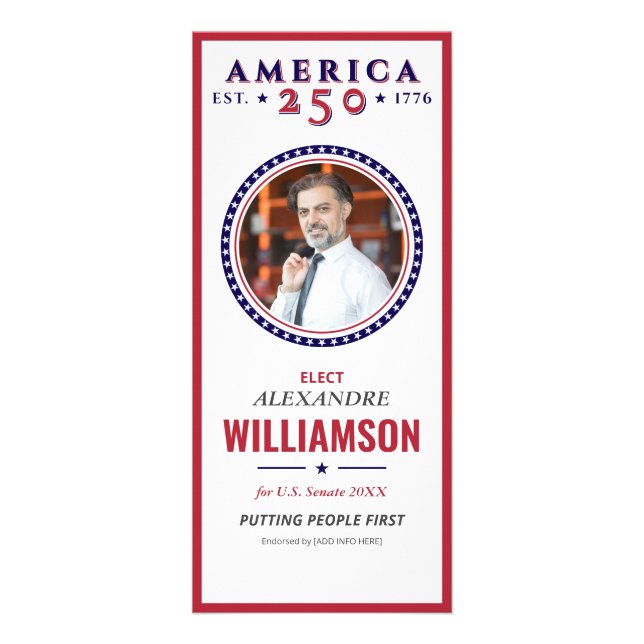 Amerika 250 Republikansk politisk utväg Kampanj Reklamkort (Framsidan)