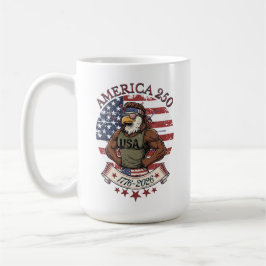 Amerika 250 Roligt Patriotiskt Örn 4:e Juli Konst Kaffemugg