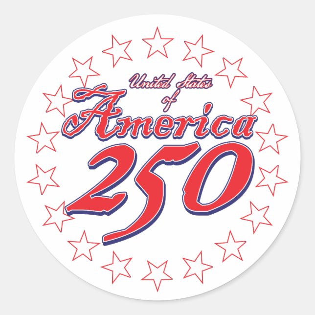 Amerika 250 runt klistermärke (Framsida)