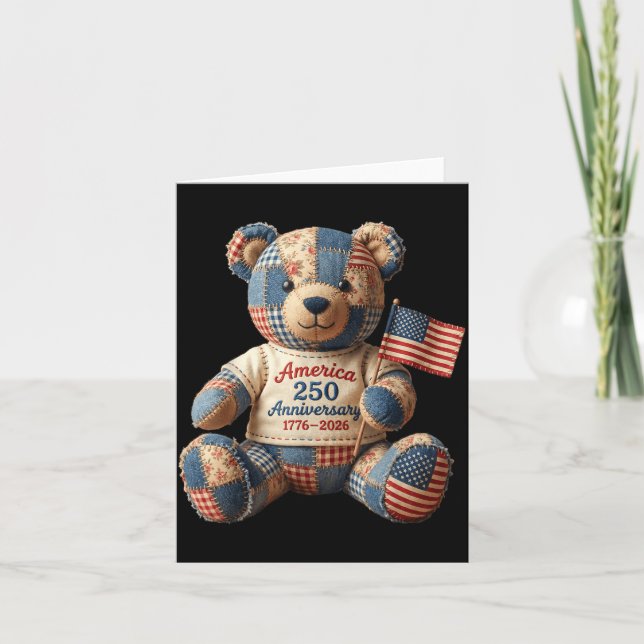 Amerika 250 Teddybjörn Patriotisk 1776 2026 Kort (Framsida)