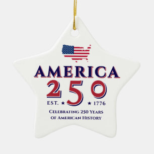 Amerika 250 United Stater Patriotic Keepsaki Gift Julgransprydnad Keramik