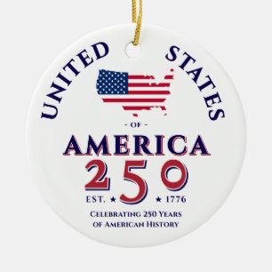 Amerika 250 United Stater Patriotic Keepsaki Gift Julgransprydnad Keramik