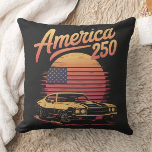 Amerika 250 US Retro Solnedgång Kudde