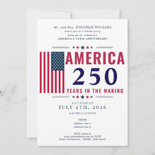 Amerika 250 USA Flag Patriotisk 4 juli Formell Inbjudningar