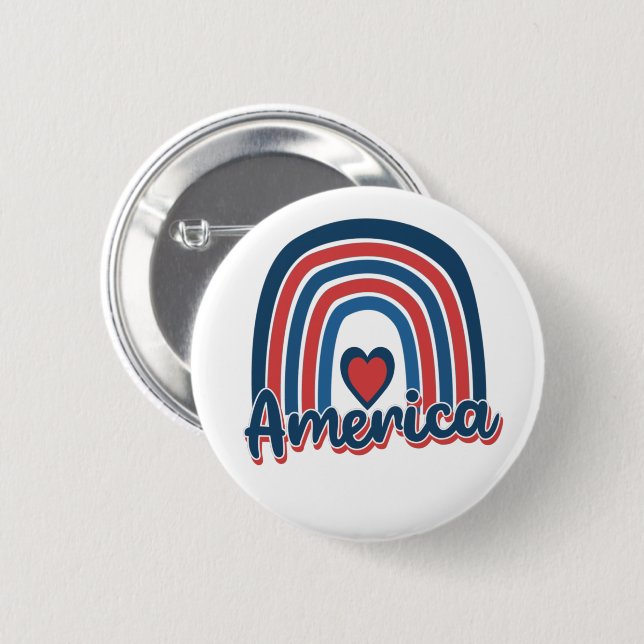 Amerika 4:e juli Firande Rainbow USA Knapp (Framsida & baksida)