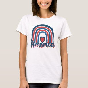 Amerika 4:e juli Firande Rainbow USA T Shirt