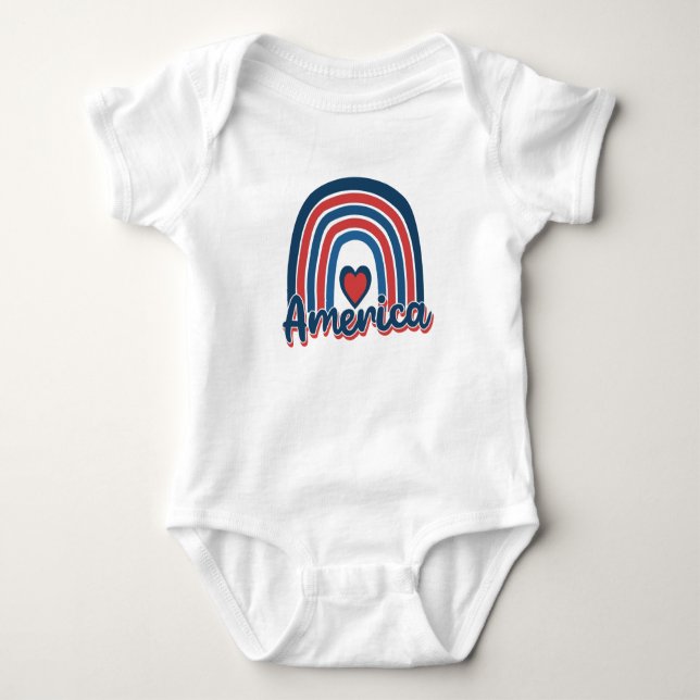 Amerika 4:e juli Firande Rainbow USA T Shirt (Framsida)