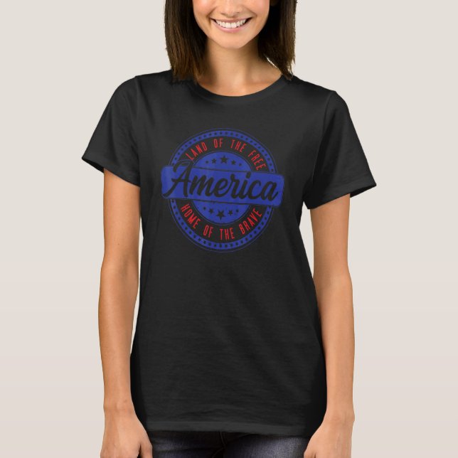 Amerika 4:e juli, land fritt hem för B T Shirt (Framsida)