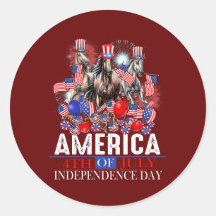 Amerika 4:e juli Patriotic USA Horse Graphic Runt Klistermärke