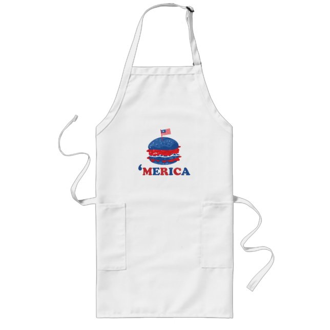 Amerika 4:e juli T-Shirt Långt Förkläde (Framsidan)