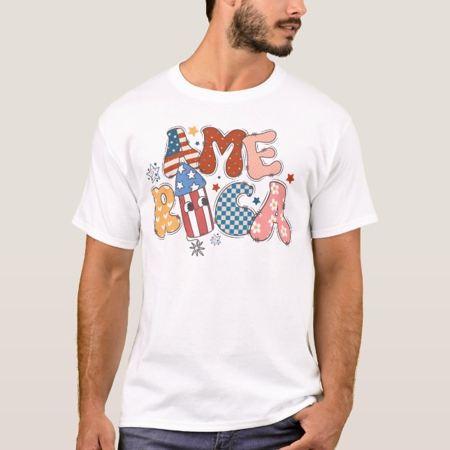 Amerika 4 juli, Patriotic 4 juli USA T Shirt (Framsida)