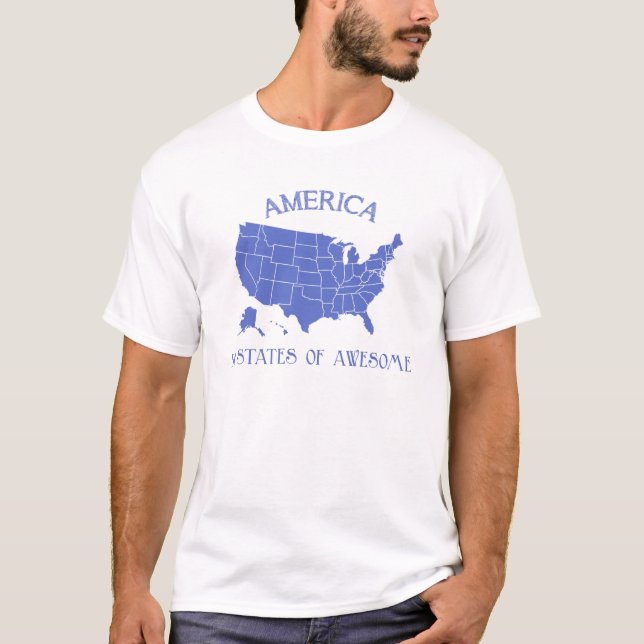 Amerika 50 stater av den enorma t-skjortan t shirt (Framsida)