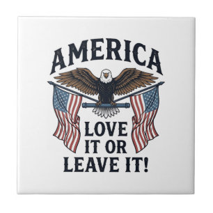 Amerika Älska Det Eller Lämna Det Patriotisk Örn T Kakelplatta