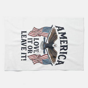Amerika Älska Det Eller Lämna Det Patriotisk Örn T Kökshandduk