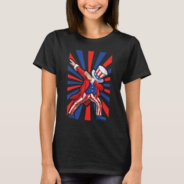Amerika Amerikansk Farbror Dab Dabbar Sam Usa Flag T Shirt (Framsida)