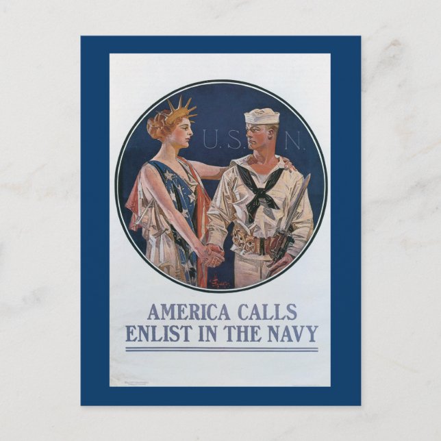 Amerika appeller Enlist i marinen Vykort (Framsida)