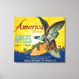 Amerika Apple låda LabelDufur, ELLER Canvastryck