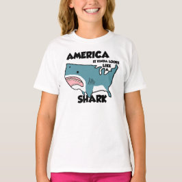 Amerika är en haj (eller se det nya bekymrad), t-shirt