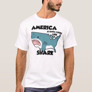 Amerika är en haj (eller se det nya bekymrad), t-shirt