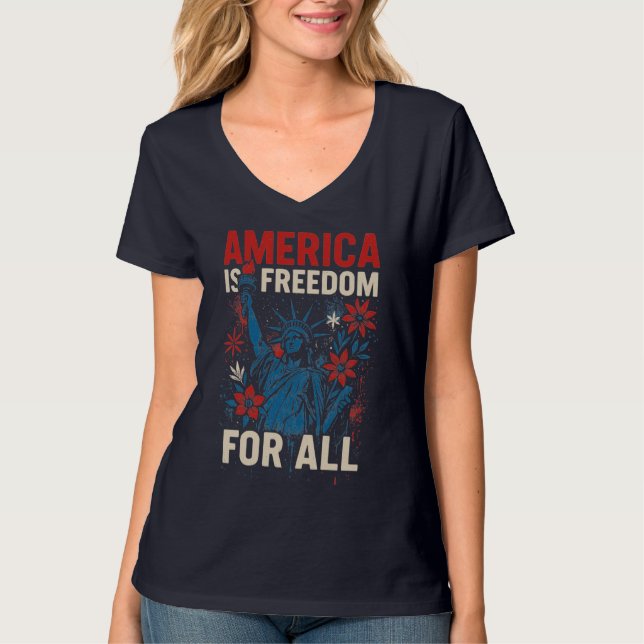 Amerika är frihet för alla - patriotisk jämlikhet  t shirt (Framsida)
