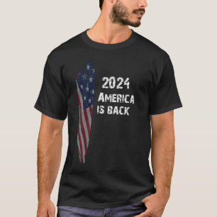 Amerika är tillbaka   2024 flagga t shirt