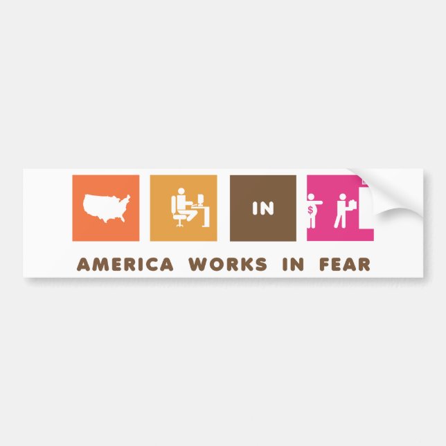 Amerika arbetar i rädsla bildekal (Framsidan)