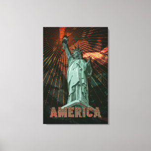 AMERIKA - arbetsyta med Wrapped Canvas