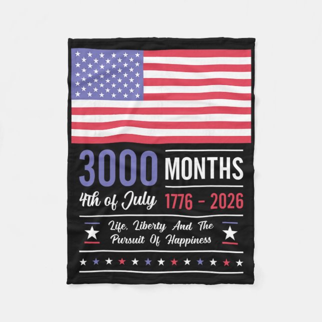 Amerika årsdag Usa 3000 månader 250 år juli Fleecefilt (Framsidan)