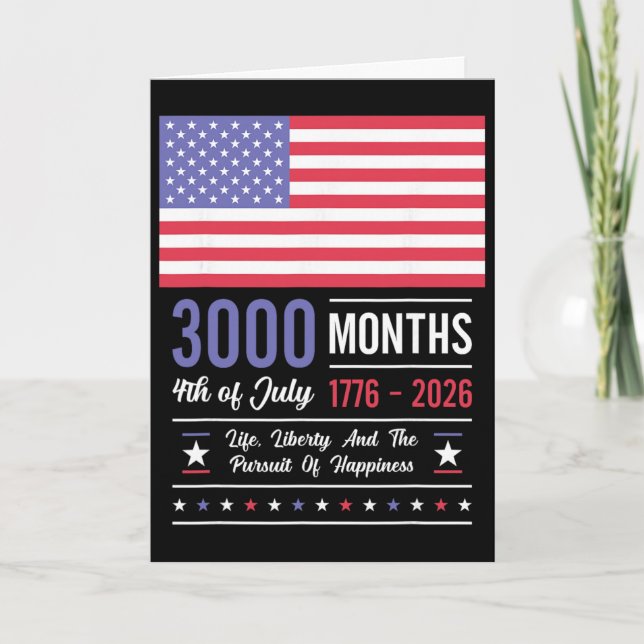 Amerika årsdag Usa 3000 månader 250 år juli Kort (Framsida)