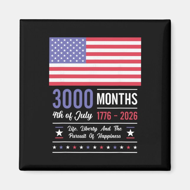 Amerika årsdag Usa 3000 månader 250 år juli Magnet (Framsidan)