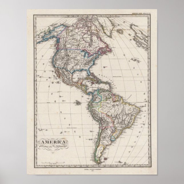 Amerika av Stieler Poster (Framsidan)