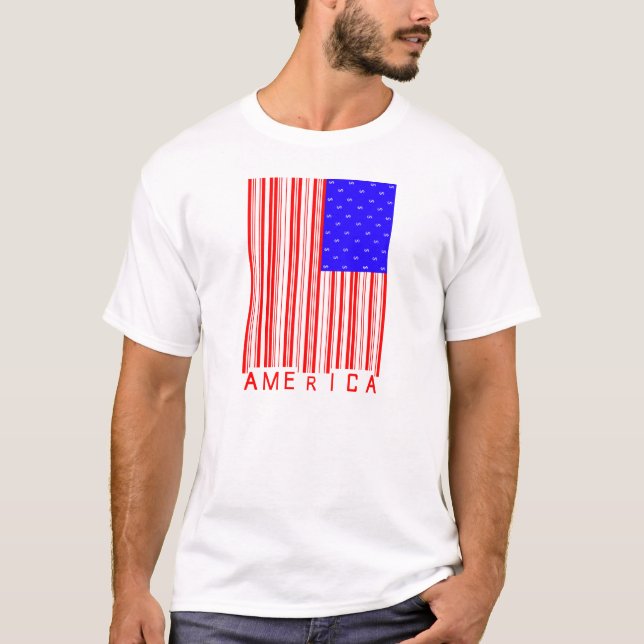 Amerika Barcodeskjorta Tröja (Framsida)
