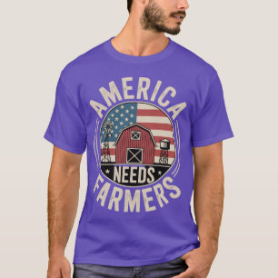 Amerika Behöver Bönder Amerikansk USA Flagga Trakt T Shirt