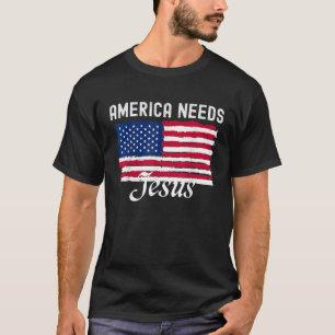 Amerika behöver Jesus Amerikanska Kärlek gud USA F T Shirt