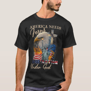 Amerika behöver Jesus en nation under Gud Eagle Ch T Shirt