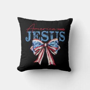 Amerika Behöver Jesus Kristna USA Flagga Coquette Kudde