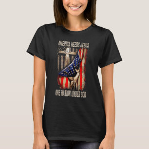 Amerika behöver Jesus One Nation under Gud Amerika T Shirt
