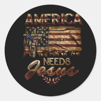 Amerika behöver Jesus Patriotic American Flagga Pa Runt Klistermärke