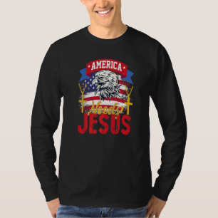 Amerika behöver Jesus USA flagga Örn Wokeness Kris T Shirt