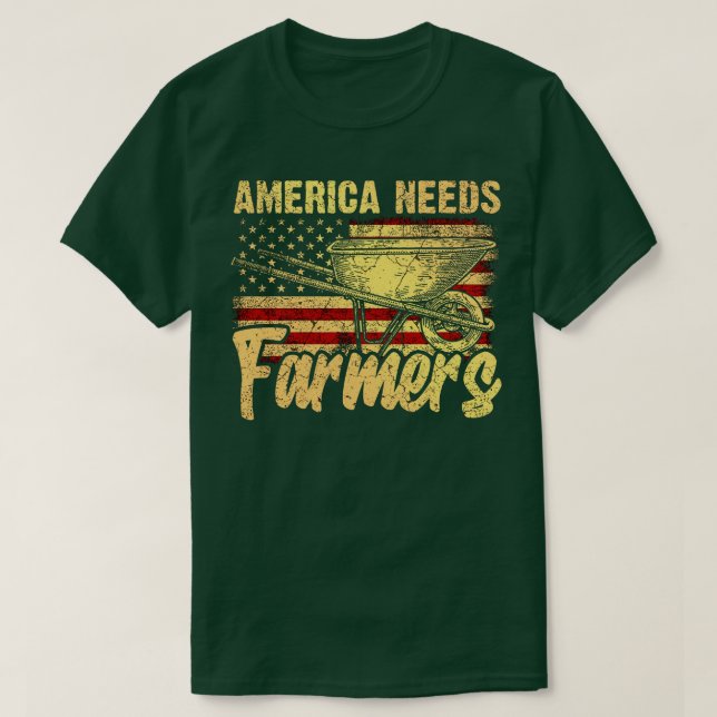 Amerika behöver jordbrukare t shirt (Design framsida)