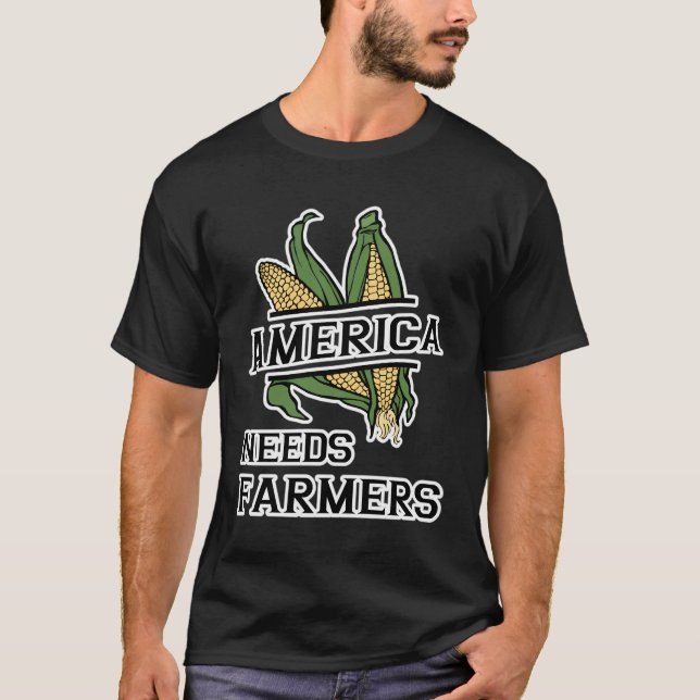 Amerika behöver jordbruksstöd Amerika Far T Shirt (Framsida)