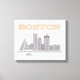 Amerika Boston City Skyline, Boston Ma Us Siluett Canvastryck