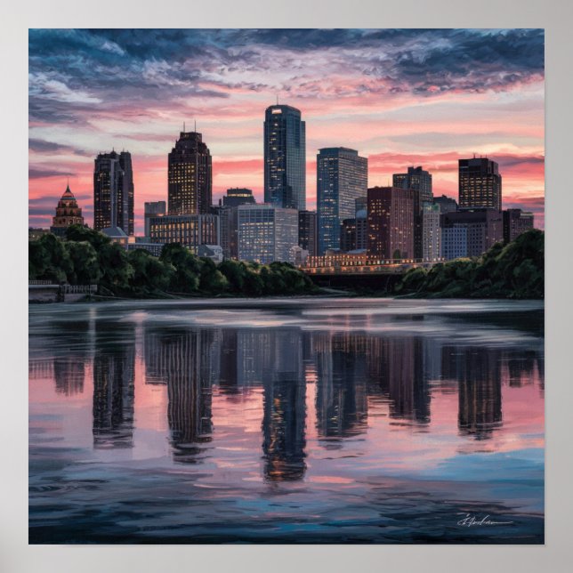 Amerika Boston City Skyline, Boston Ma Us Siluett Poster (Framsidan)