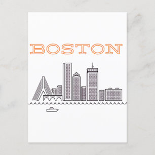 Amerika Boston City Skyline, Boston Ma Us Siluett Vykort