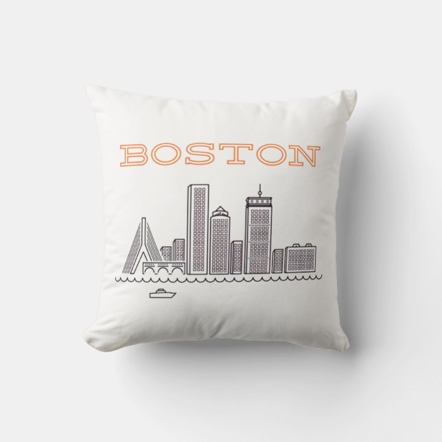 Amerika Boston City Skyline, Boston Ma Us Skyline Kudde (Framsida)