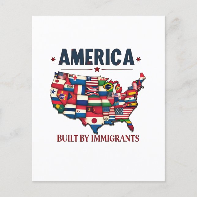 Amerika Byggt av Immigration Patriotic American Flygblad (Framsidan)