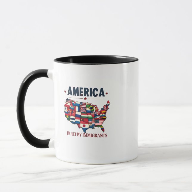 Amerika Byggt av Immigration Patriotic American Mugg (Vänster)