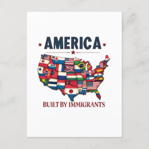 Amerika Byggt av Immigration Patriotic American Vykort