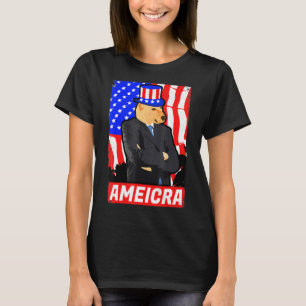 Amerika Cheems Shiba Hund Dank juli 4:e USA flagga T Shirt
