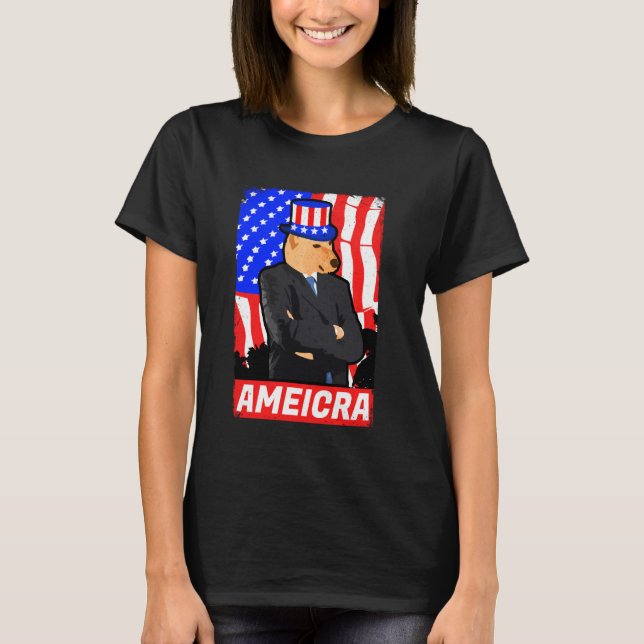 Amerika Cheems Shiba Hund Dank Meme Funny 4 juli T Shirt (Framsida)